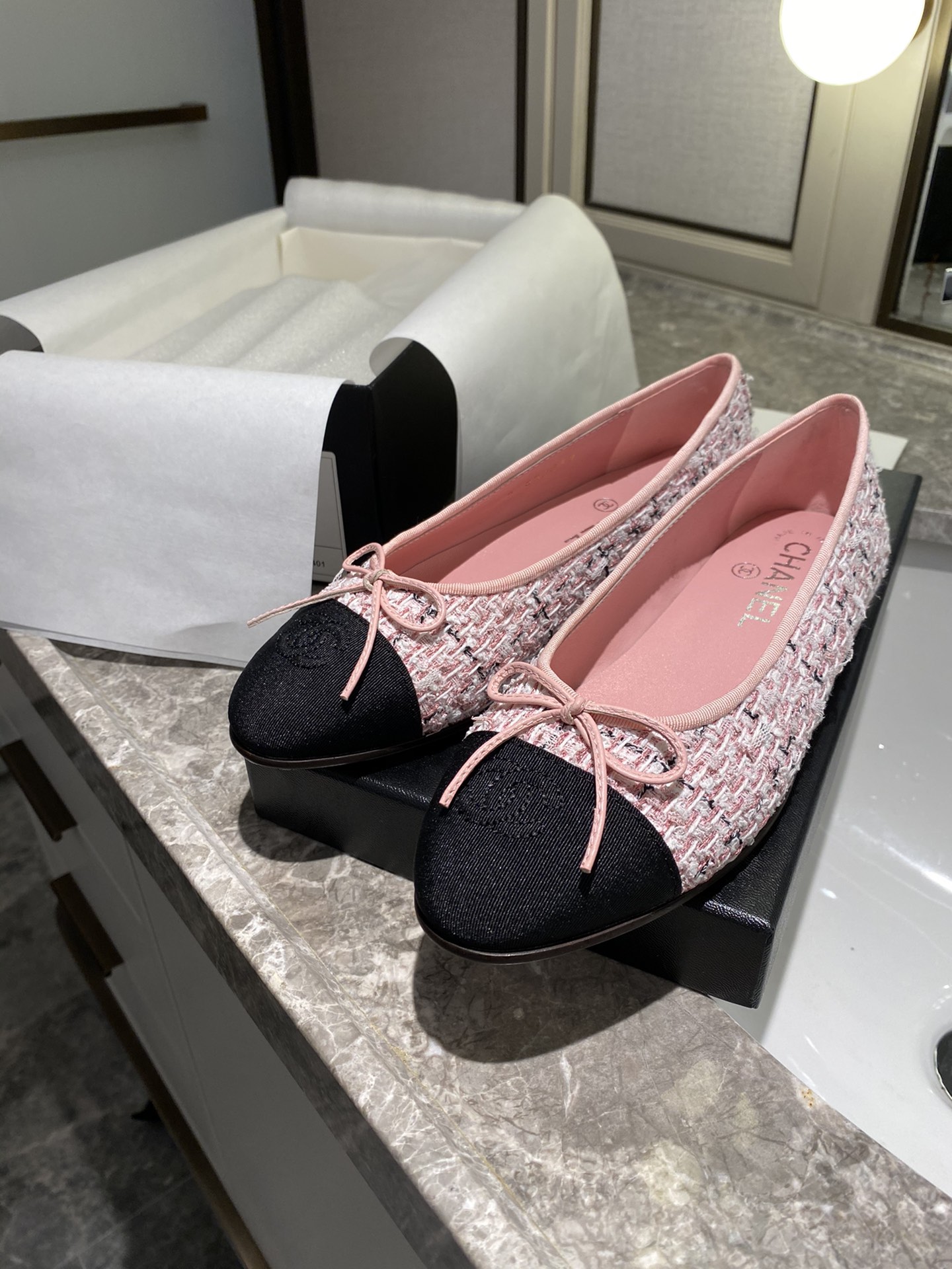 Chanel Ballerinas Fabric & Grosgrain 38 - vstockx