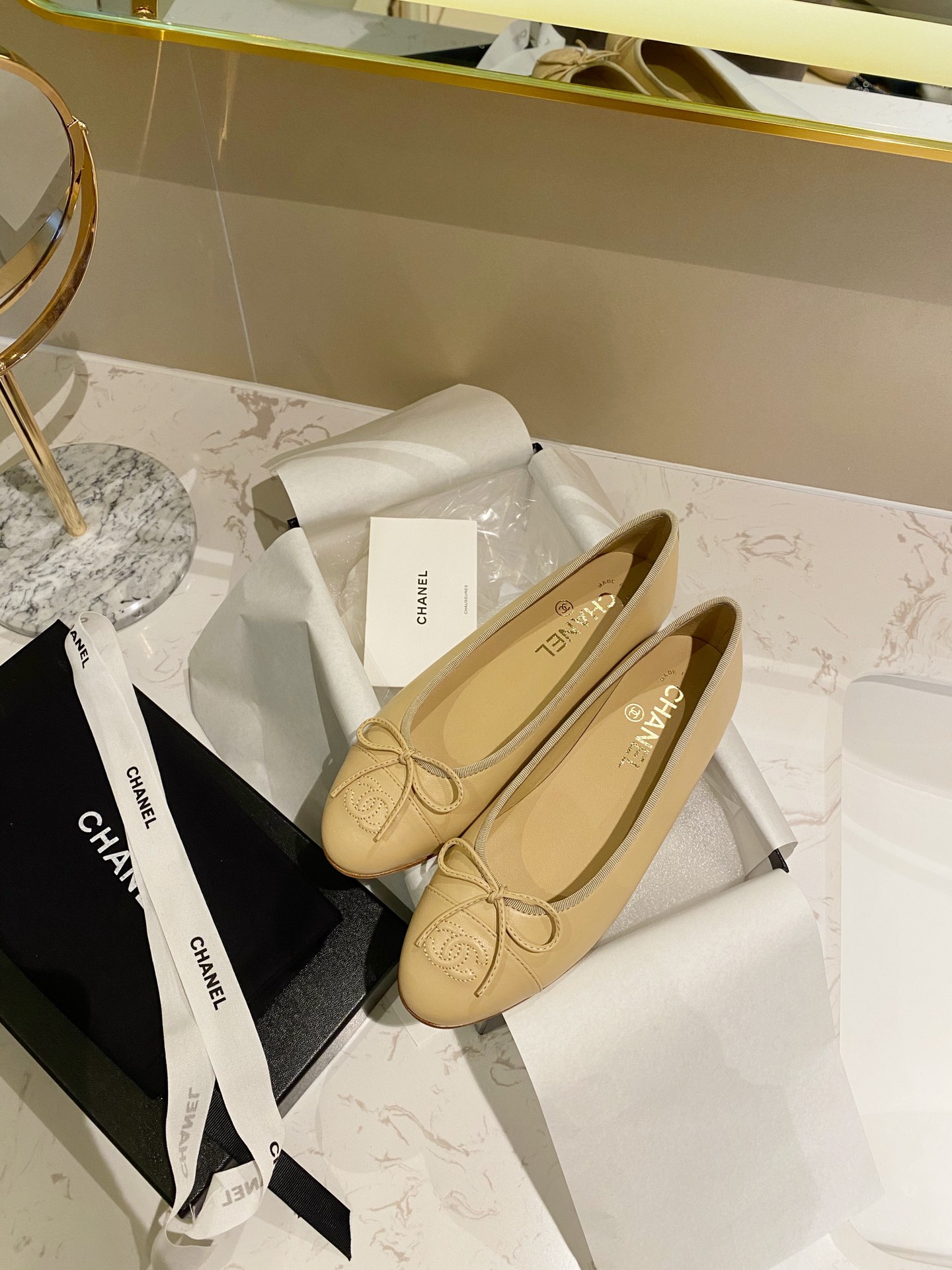 Chanel Ballerinas Fabric & Grosgrain 2 - vstockx