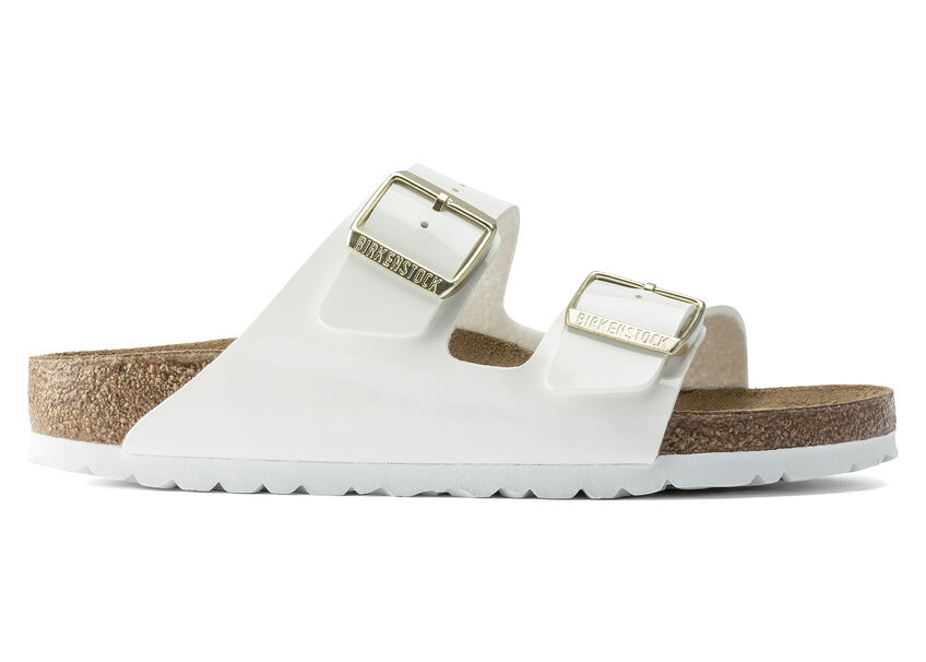 Birkenstock Arizona Birko-Flor Patent Patent White (Women's) - vstockx