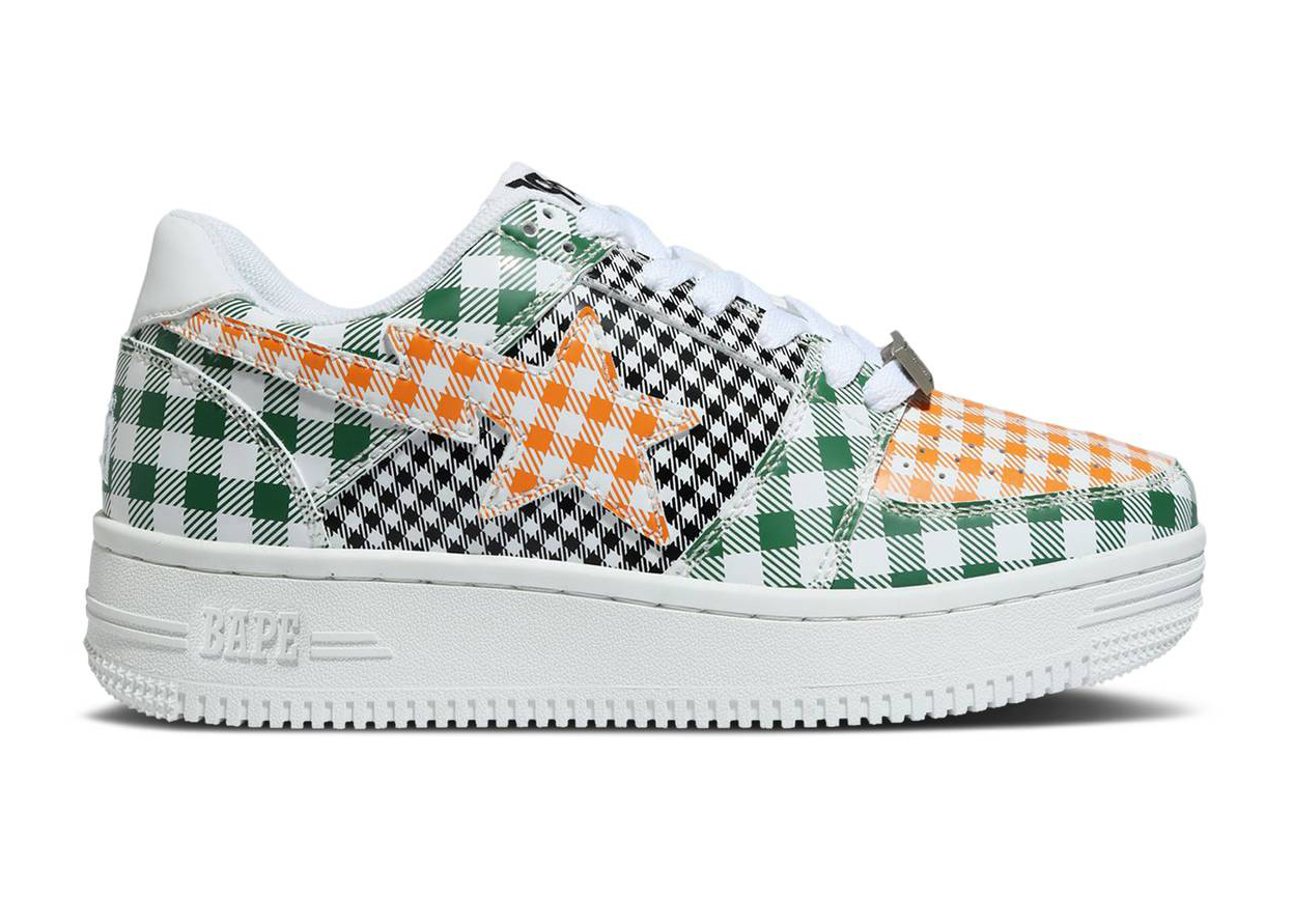 A Bathing Ape Bape Sta Low Gingham Green - vstockx