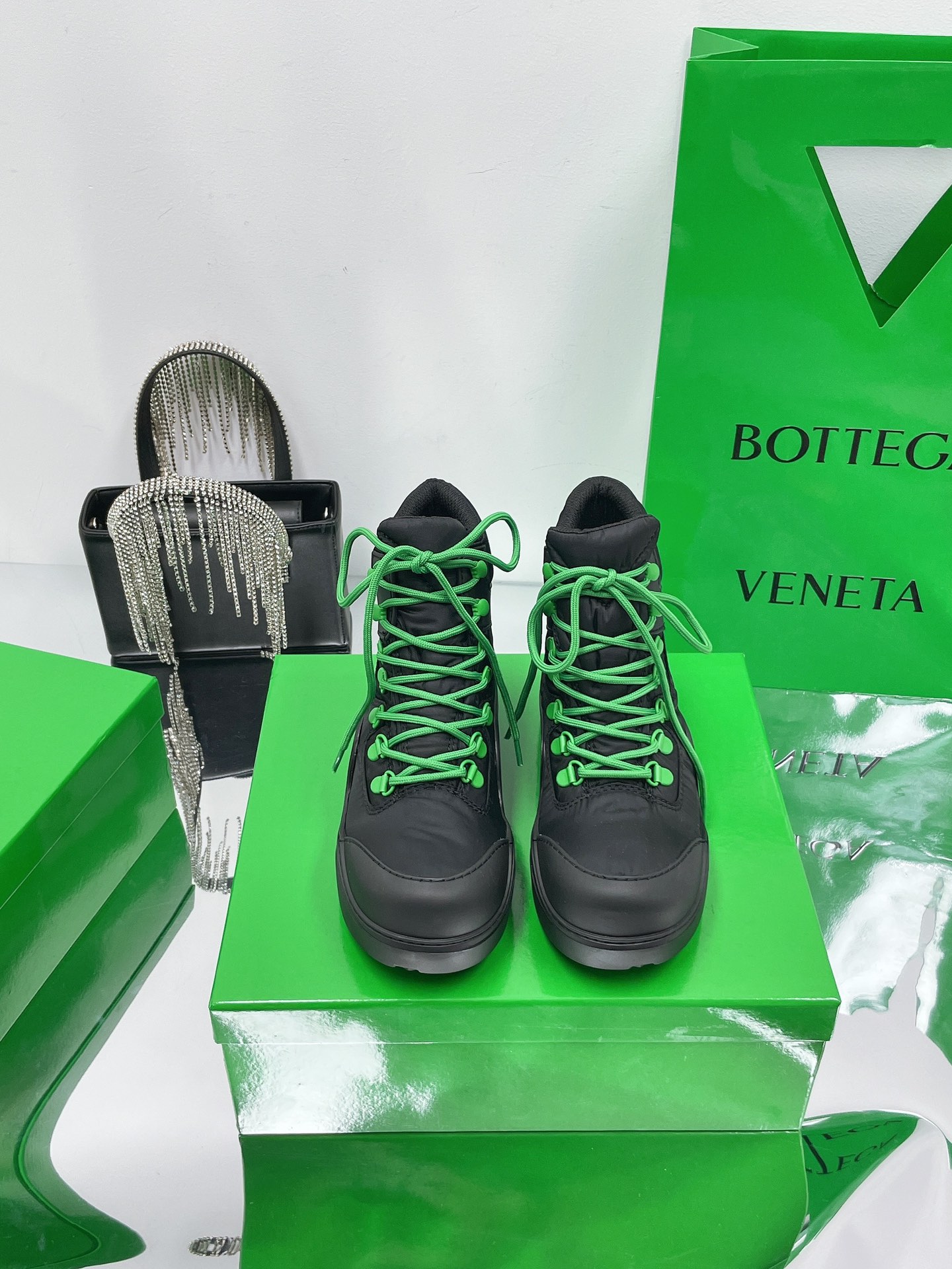 Bottega Veneta Puddle Bomber Lace-up Rubber And Shell Boots 1 - vstockx