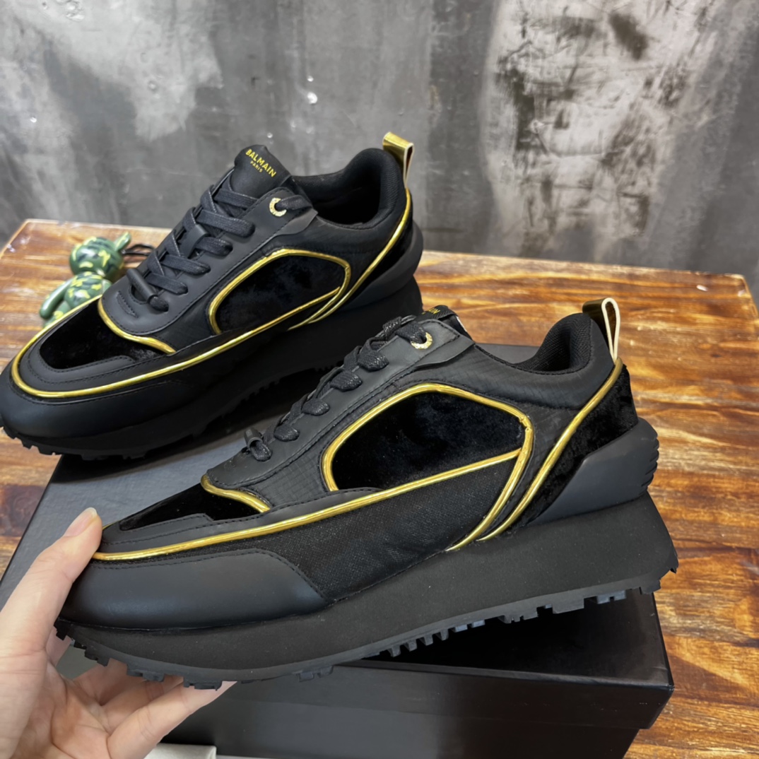 Balmain Velvet nylon and mesh low-top Racer sneaker 19 - vstockx