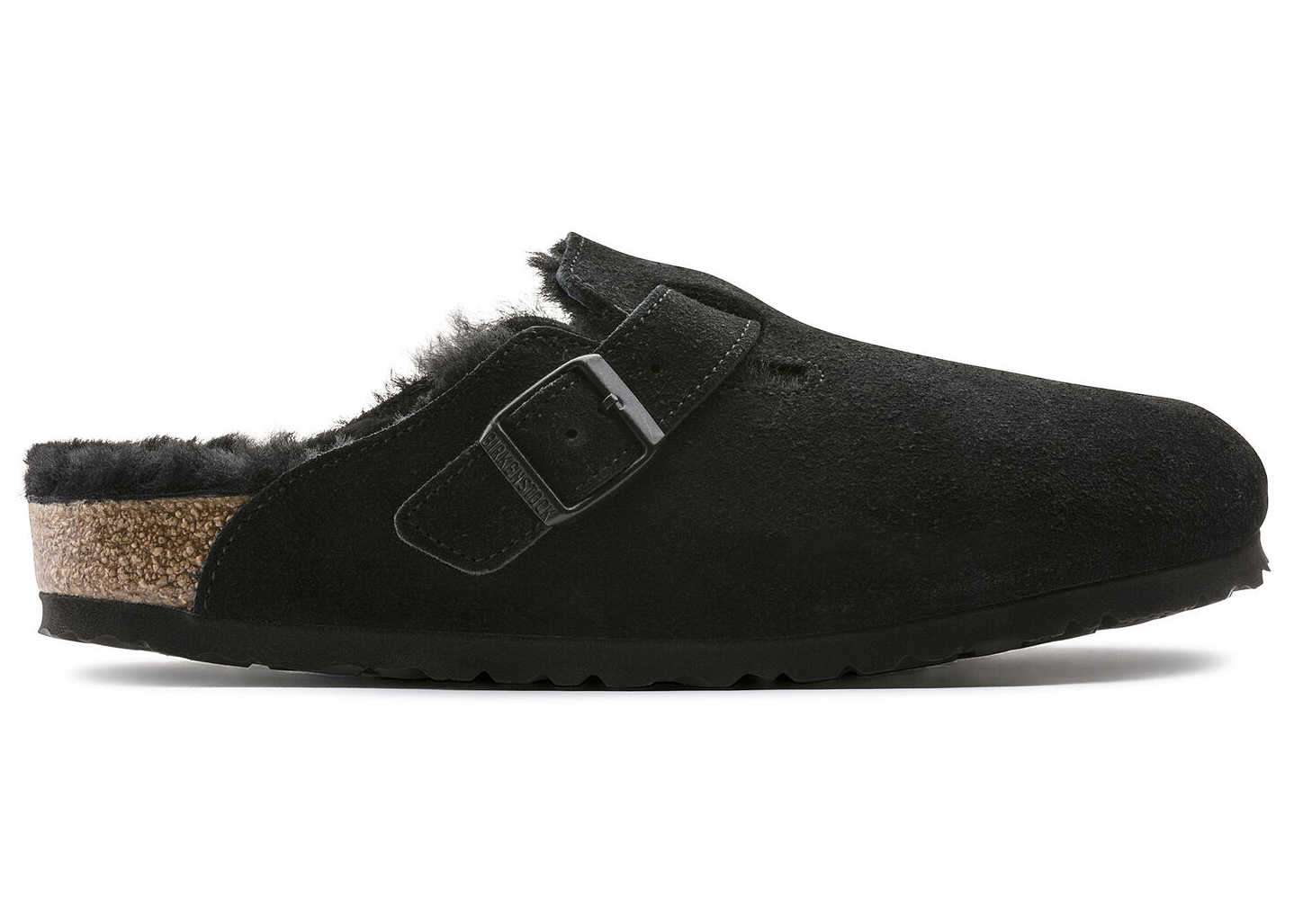 Birkenstock Boston Shearling Suede Black - vstockx