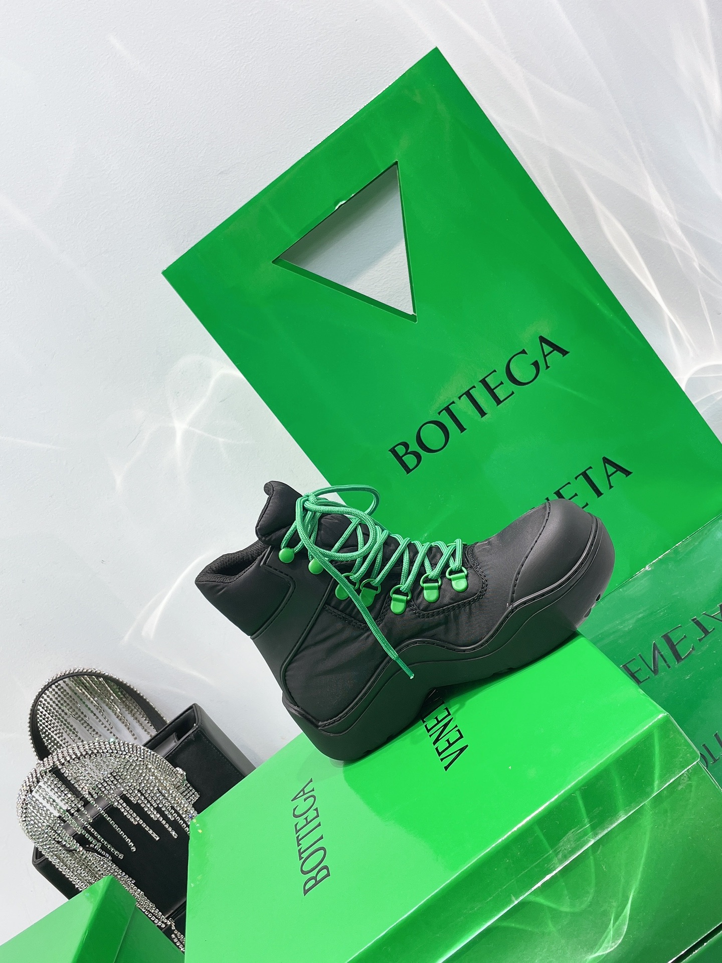 Bottega Veneta Puddle Bomber Lace-up Rubber And Shell Boots 1 - vstockx