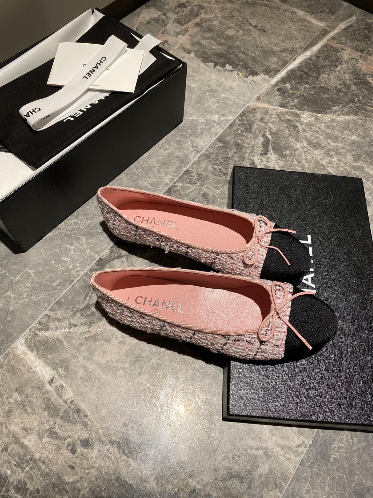 Chanel Ballerinas Fabric & Grosgrain 38 - vstockx