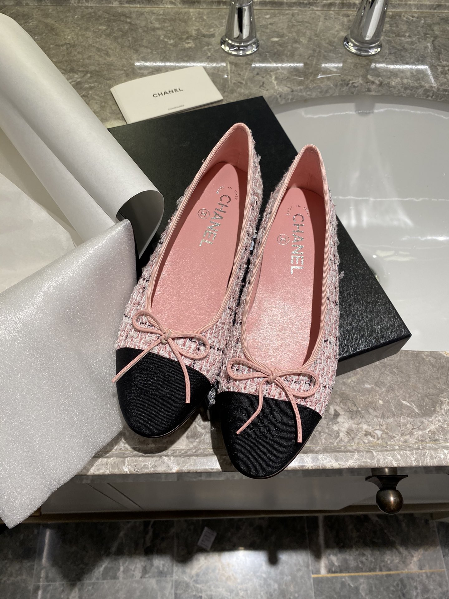 Chanel Ballerinas Fabric & Grosgrain 38 - vstockx