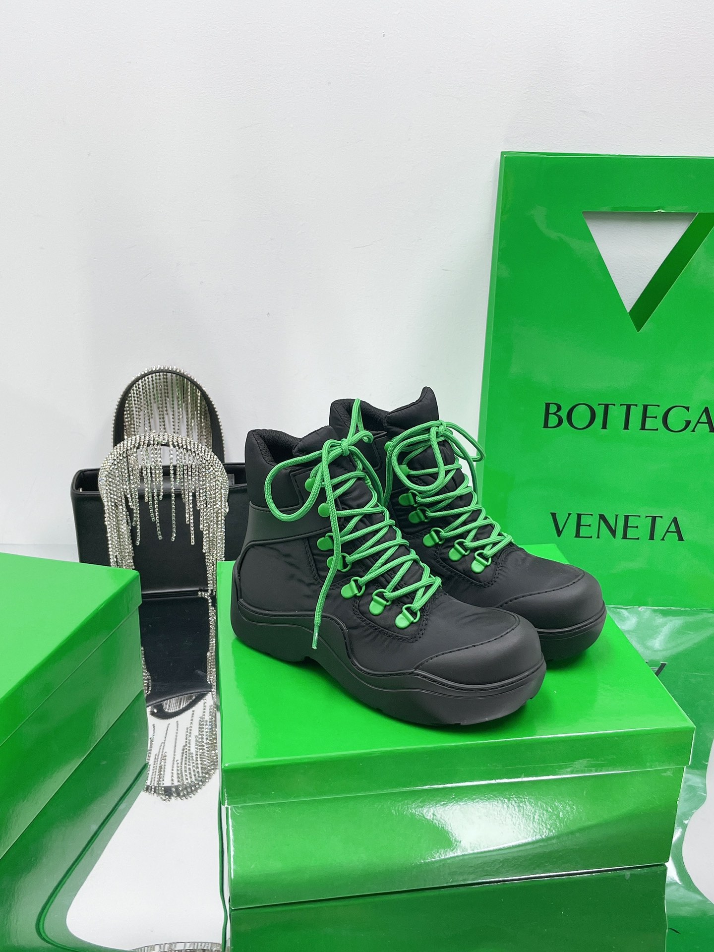 Bottega Veneta Puddle Bomber Lace-up Rubber And Shell Boots 1 - vstockx