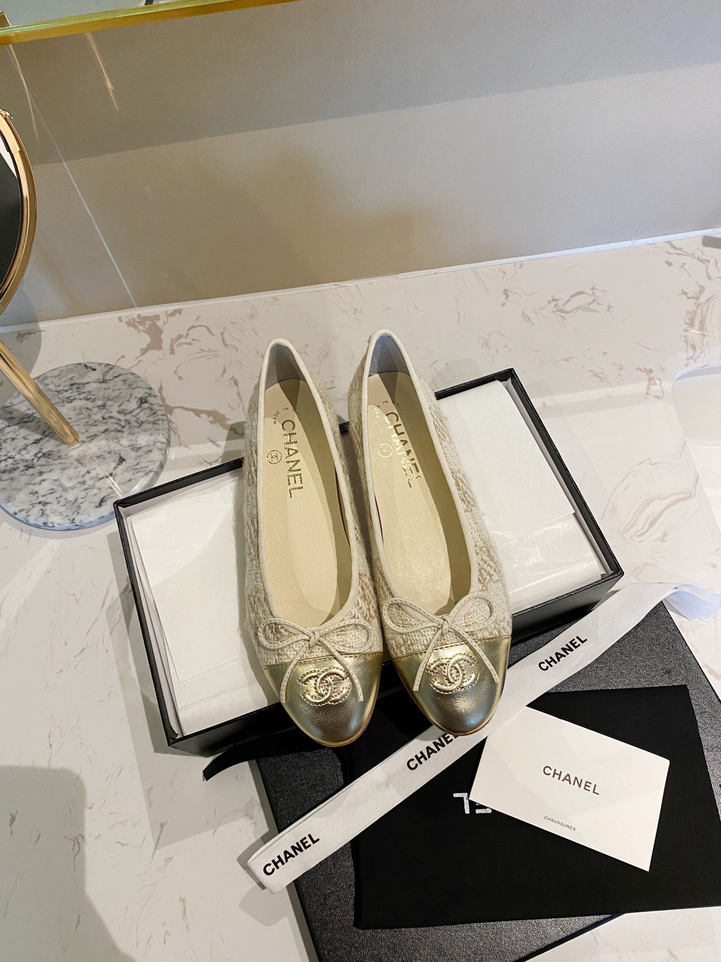 Chanel Ballerinas Fabric & Grosgrain 25 - vstockx