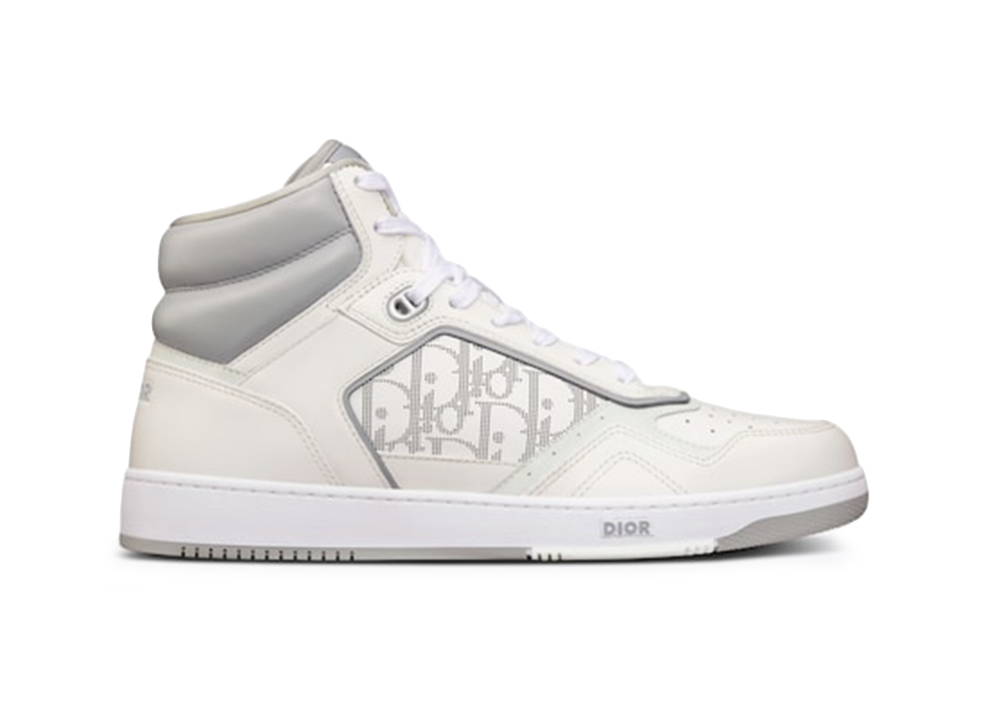 Dior B27 High White and Gray Smooth Calfskin with White Dior Oblique Galaxy Leather - vstockx