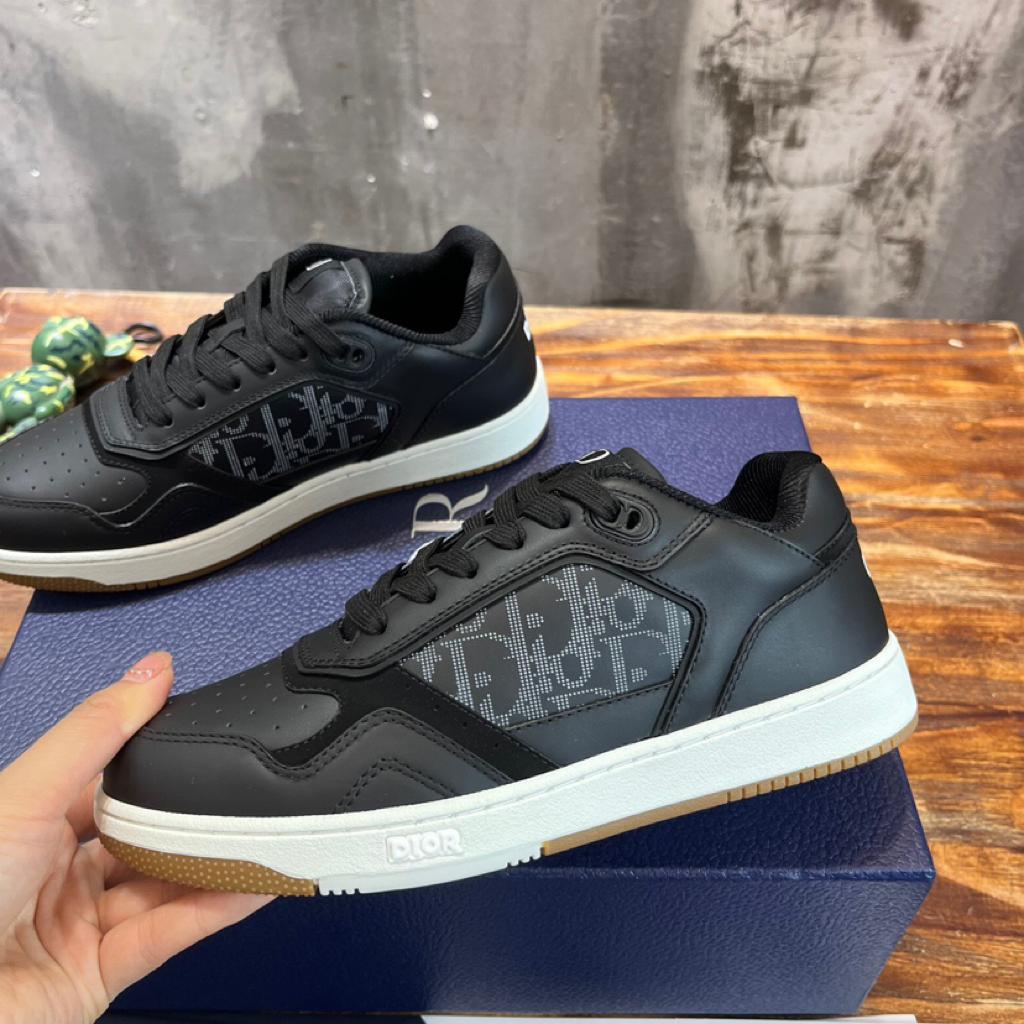 Dior B27 Low ERL Black Smooth Calfskin and Dior Oblique Galaxy Leather - vstockx