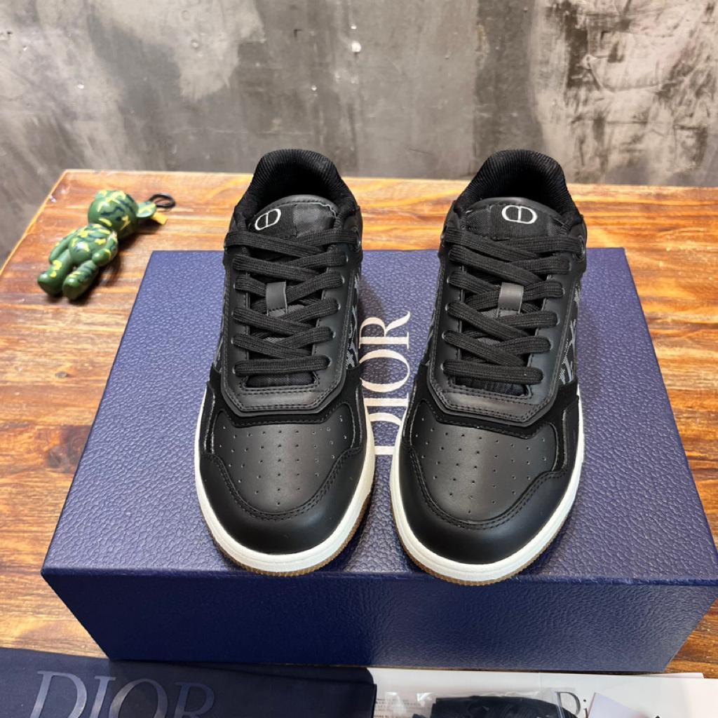 Dior B27 Low ERL Black Smooth Calfskin and Dior Oblique Galaxy Leather - vstockx