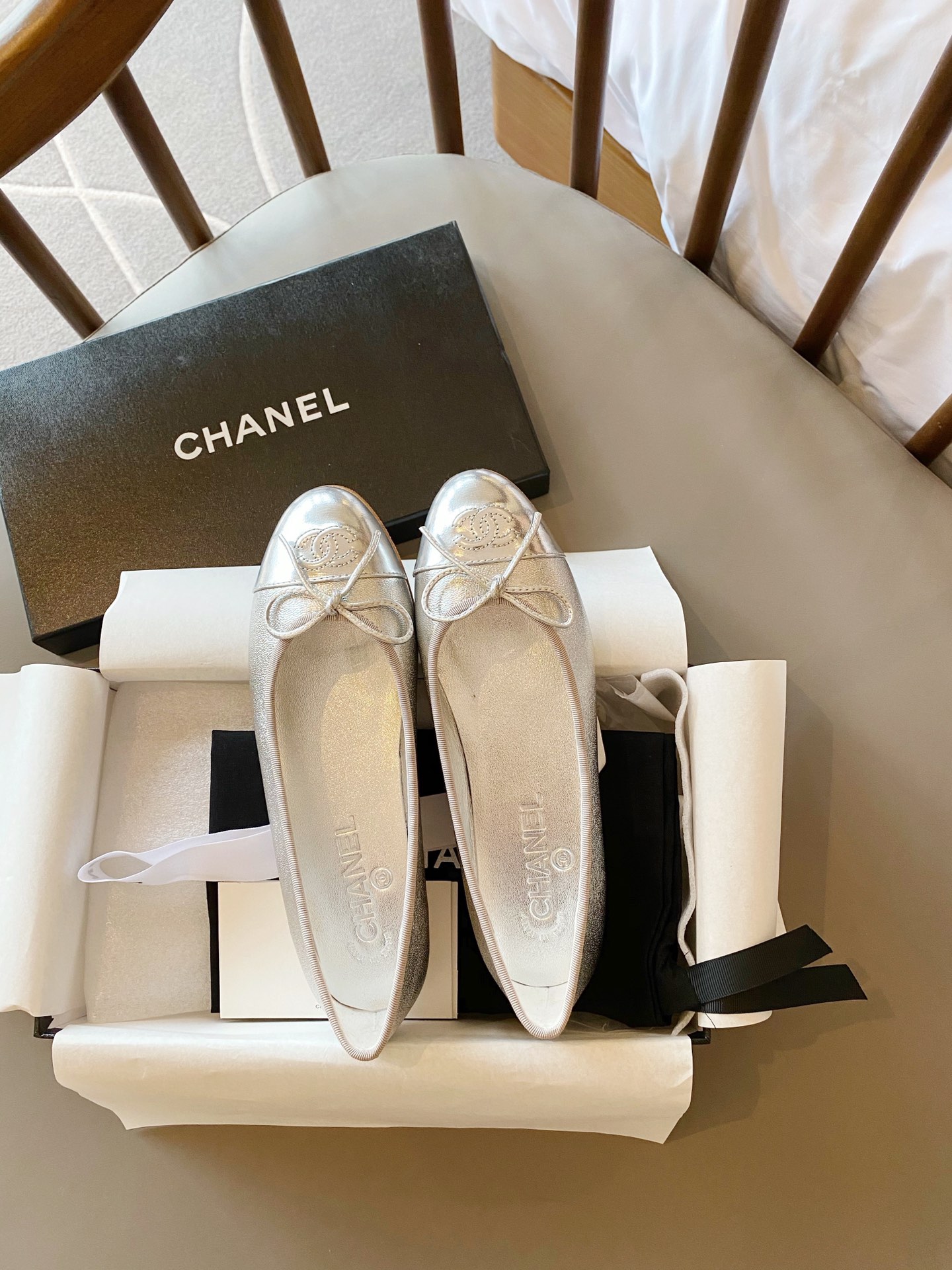 Chanel Ballerinas Fabric & Grosgrain 9 - vstockx