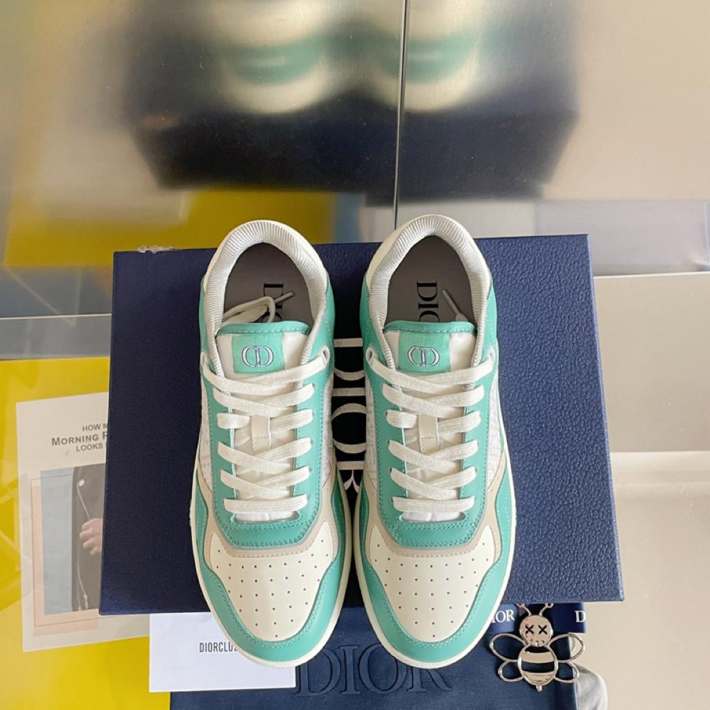 Dior B27 Low Turquoise Cream Dior Oblique Cream Jacquard - vstockx