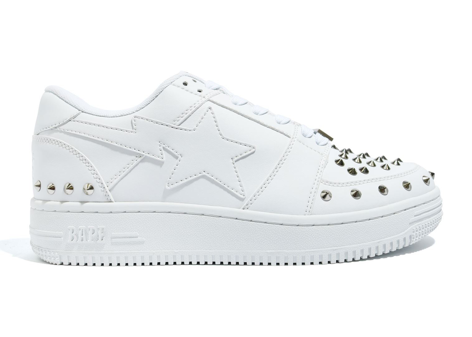 A Bathing Ape Bape Sta Low 20th Anniversary White Silver Studded - vstockx