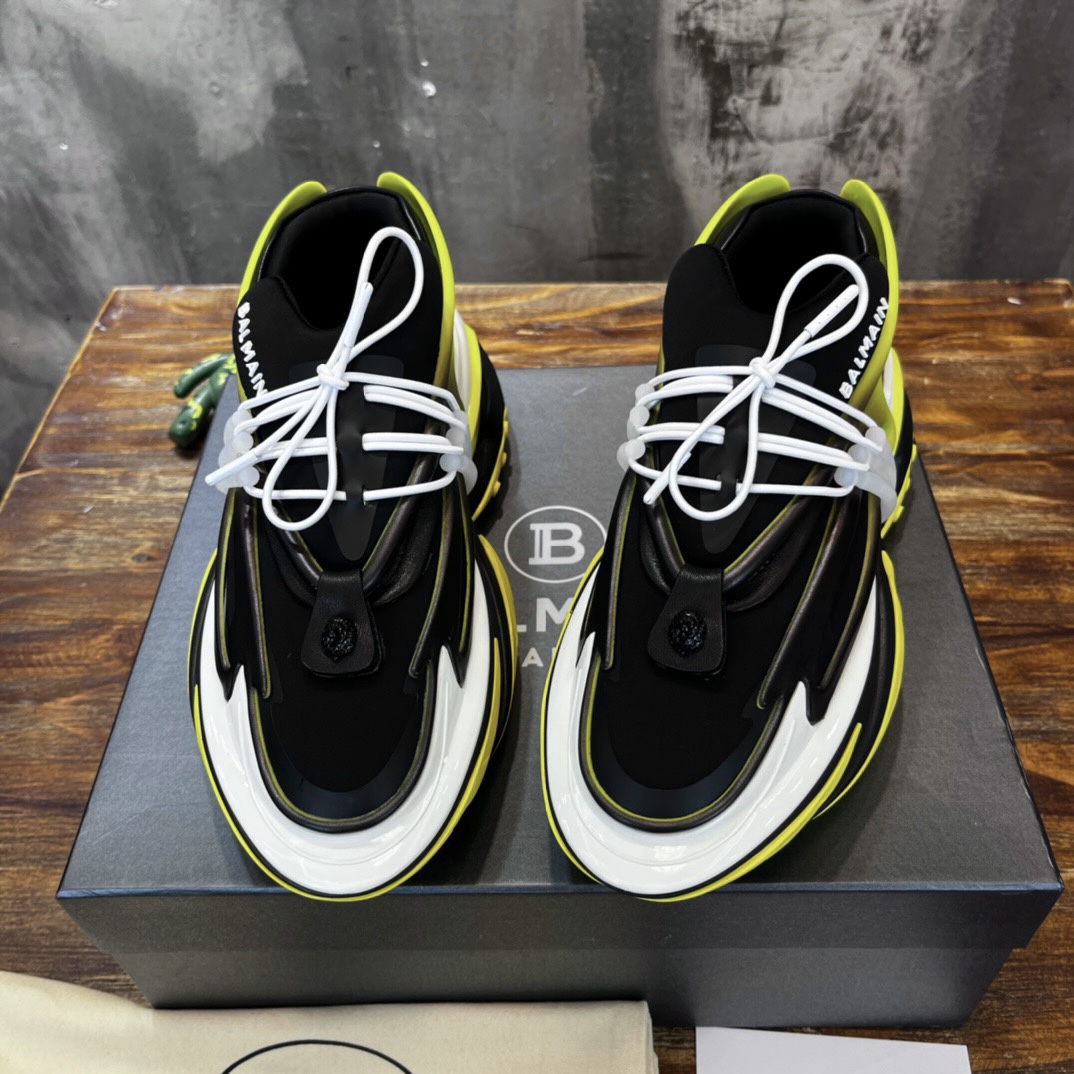 Balmain Unicorn Low-Top Black Yellow - vstockx