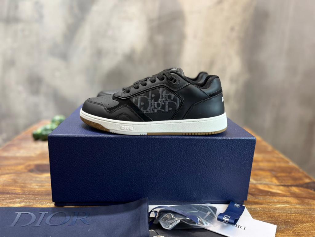 Dior B27 Low ERL Black Smooth Calfskin and Dior Oblique Galaxy Leather - vstockx