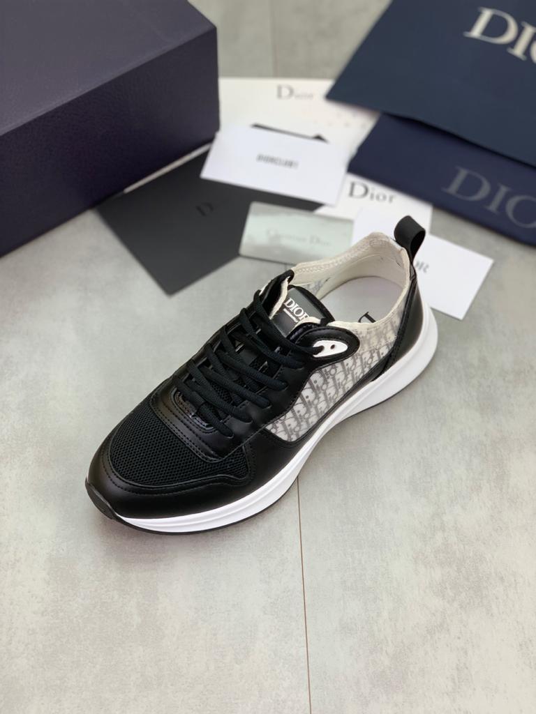Dior B25 Runner Black Grey Oblique Leather - vstockx