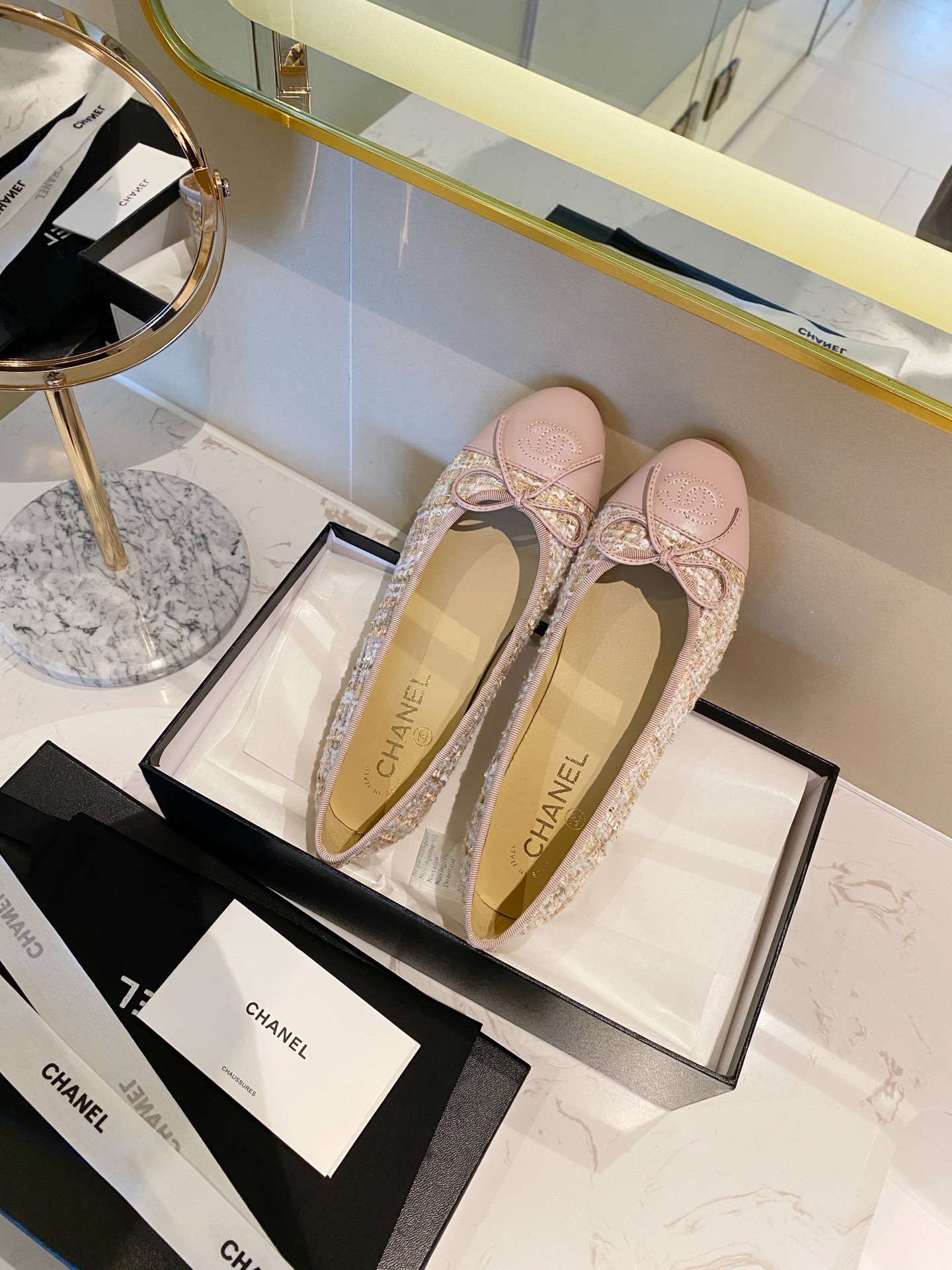 Chanel Ballerinas Fabric & Grosgrain 27 - vstockx