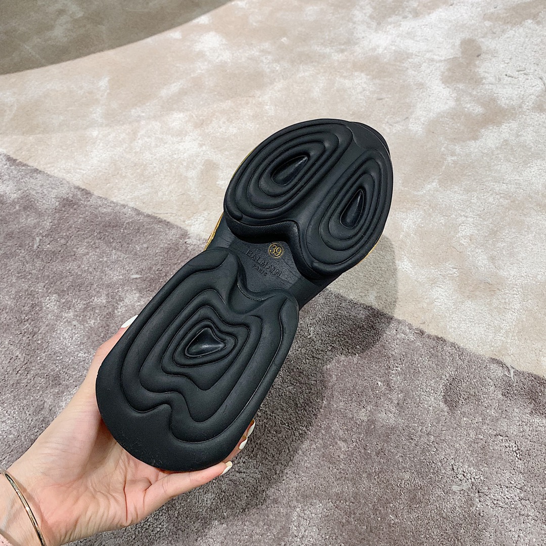 Balmain B-Bold Low-Top Black Gold - vstockx