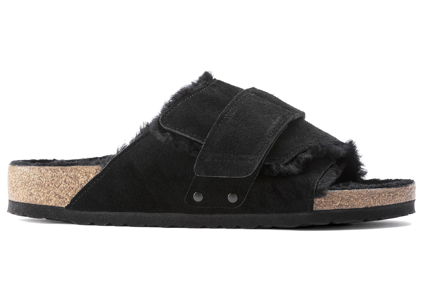 Birkenstock Kyoto Shearling Suede Black - vstockx