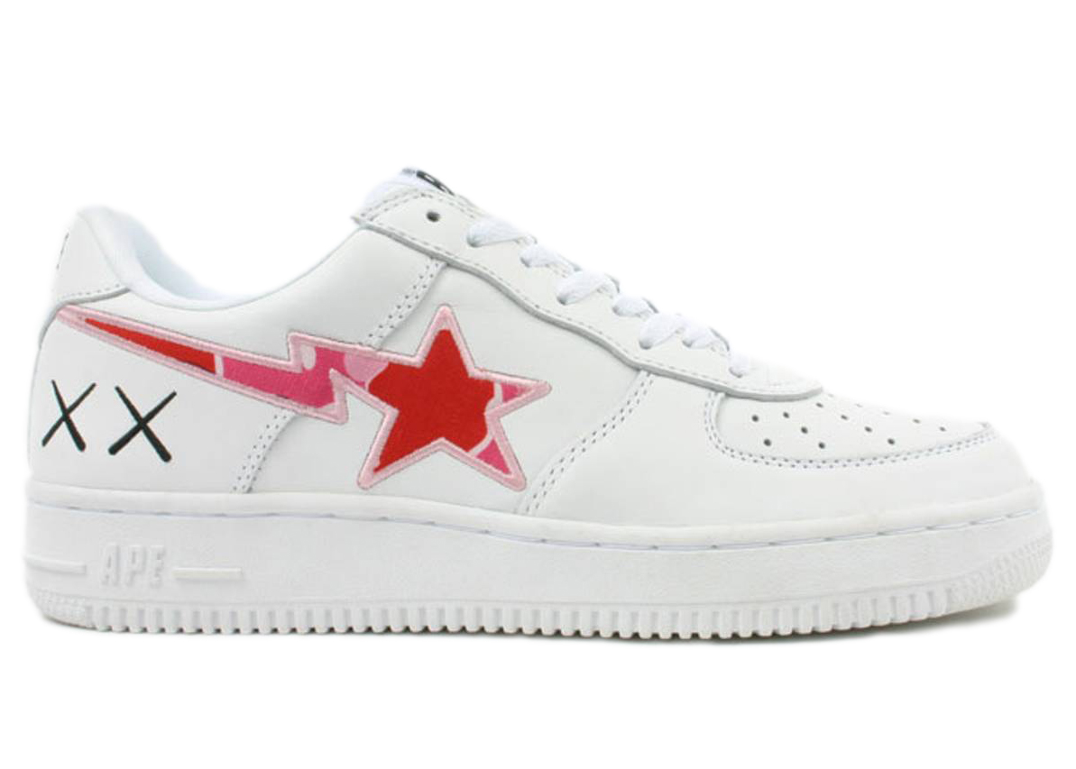 A Bathing Ape Bape Sta Low KAWS White Pink Camo - vstockx