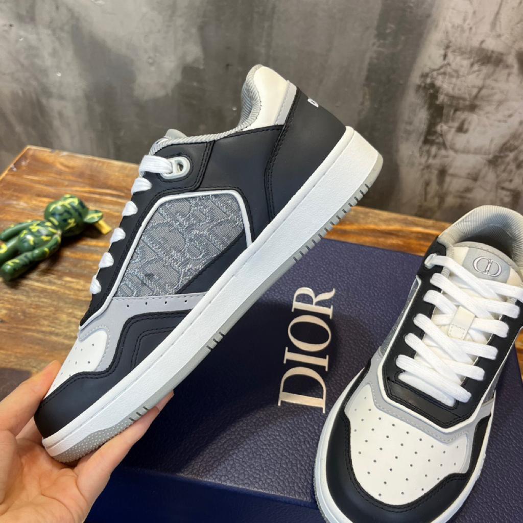 Dior B27 Low Anthracite White Dior Oblique Jacquard Ruthenium Metallic Threads - vstockx