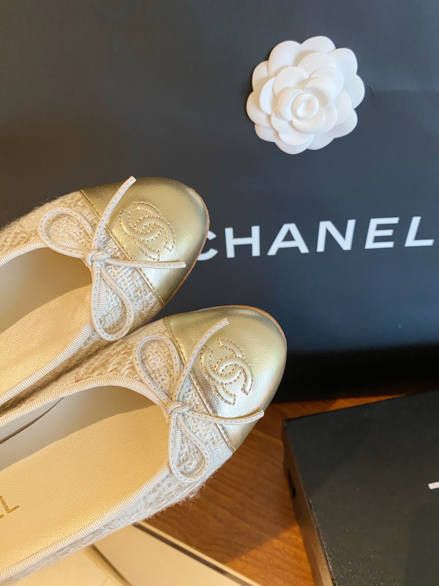 Chanel Ballerinas Fabric & Grosgrain 25 - vstockx
