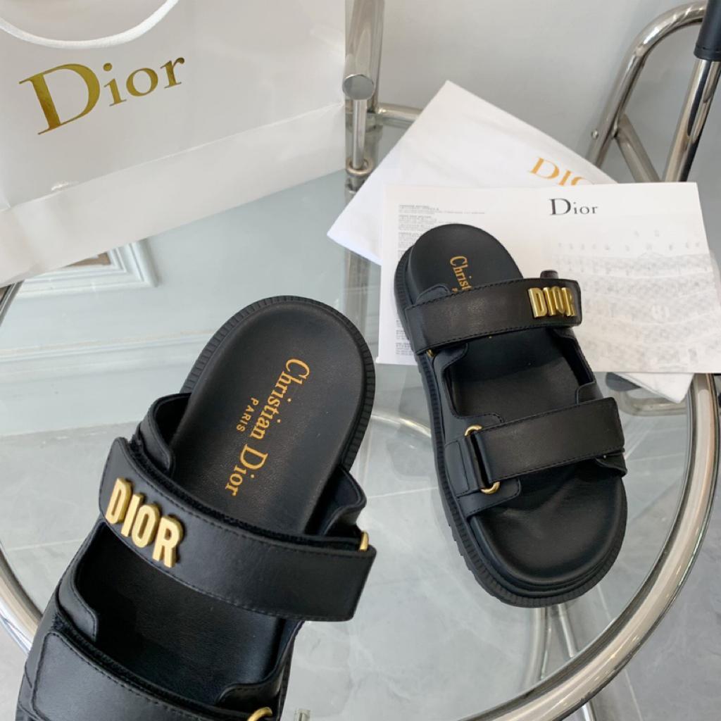 DIOR DIORACT SLIDE Black Lambskin - vstockx