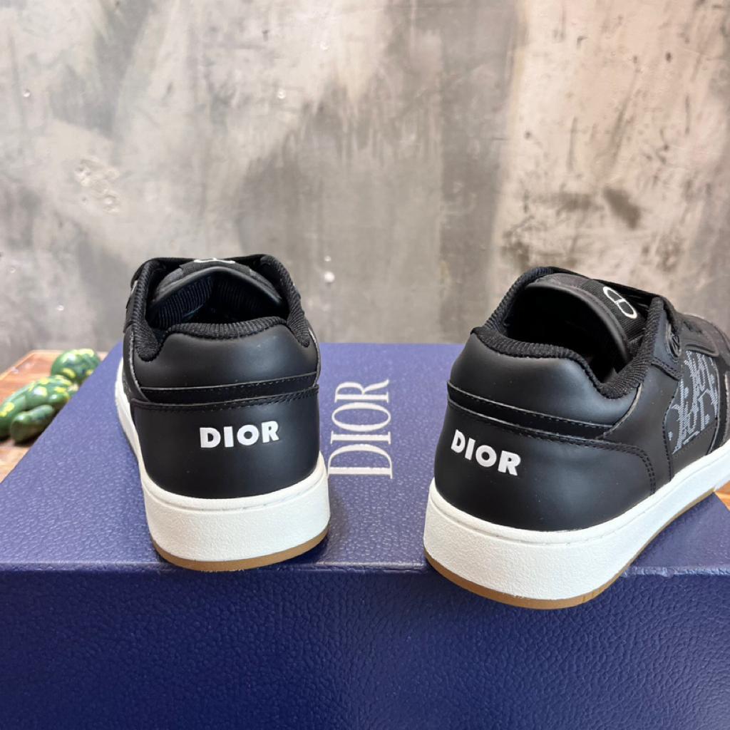 Dior B27 Low ERL Black Smooth Calfskin and Dior Oblique Galaxy Leather - vstockx