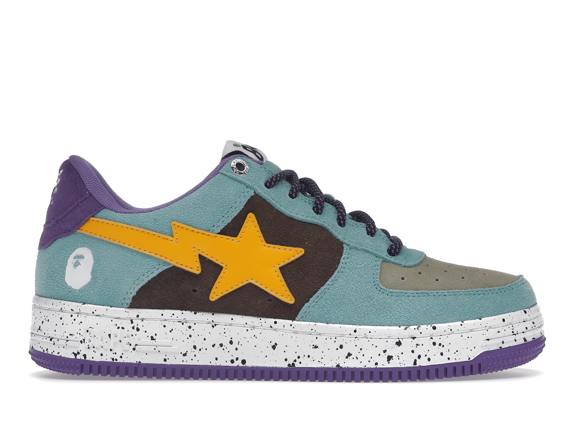 A Bathing Ape Bape Sta Teal Brown Yellow Suede - vstockx