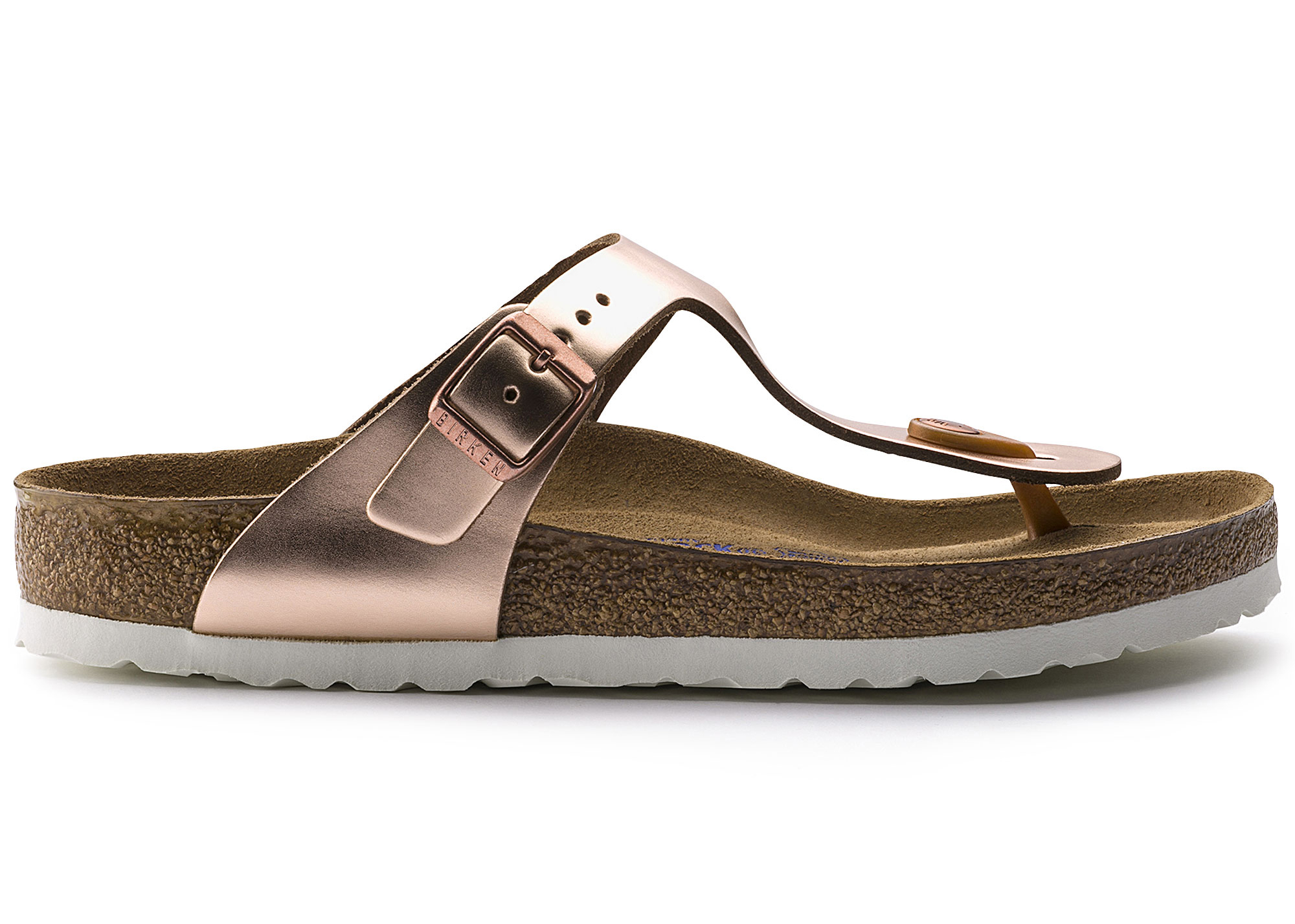 Birkenstock Gizeh Softbed Metallic Cooper (Women's) - vstockx