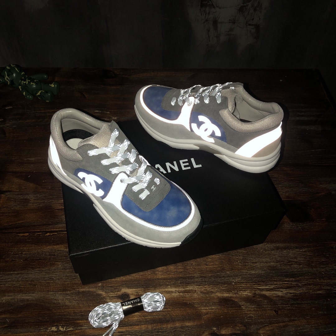 Chanel Fabric & Suede Calfskin Low Top Sneaker 44 - vstockx
