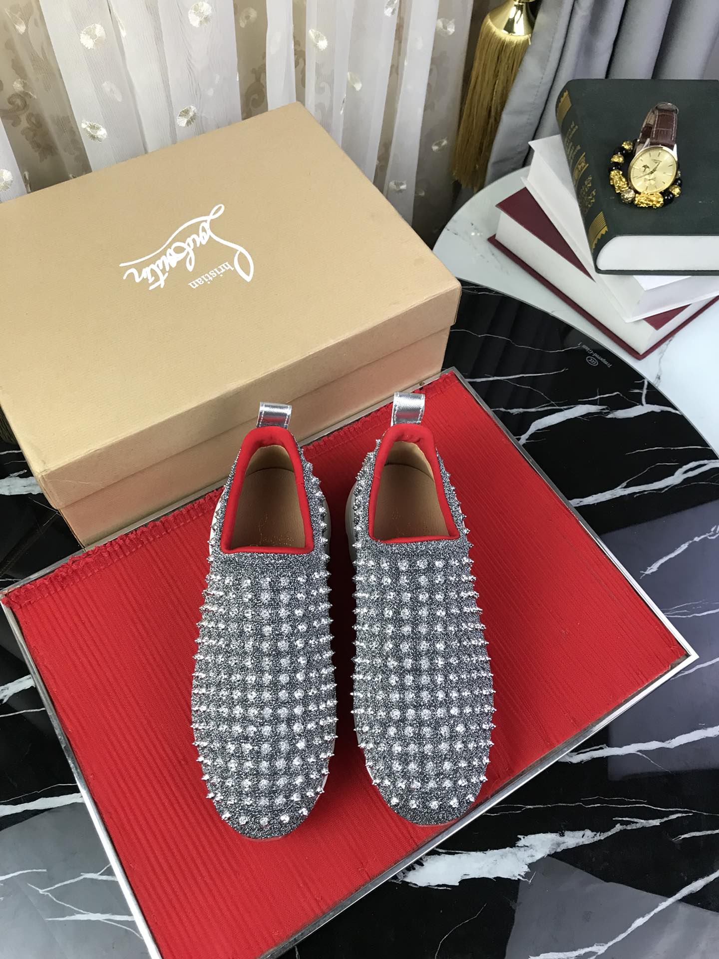Christian Louboutin Spike Sock Flat Sneakers 2 - vstockx