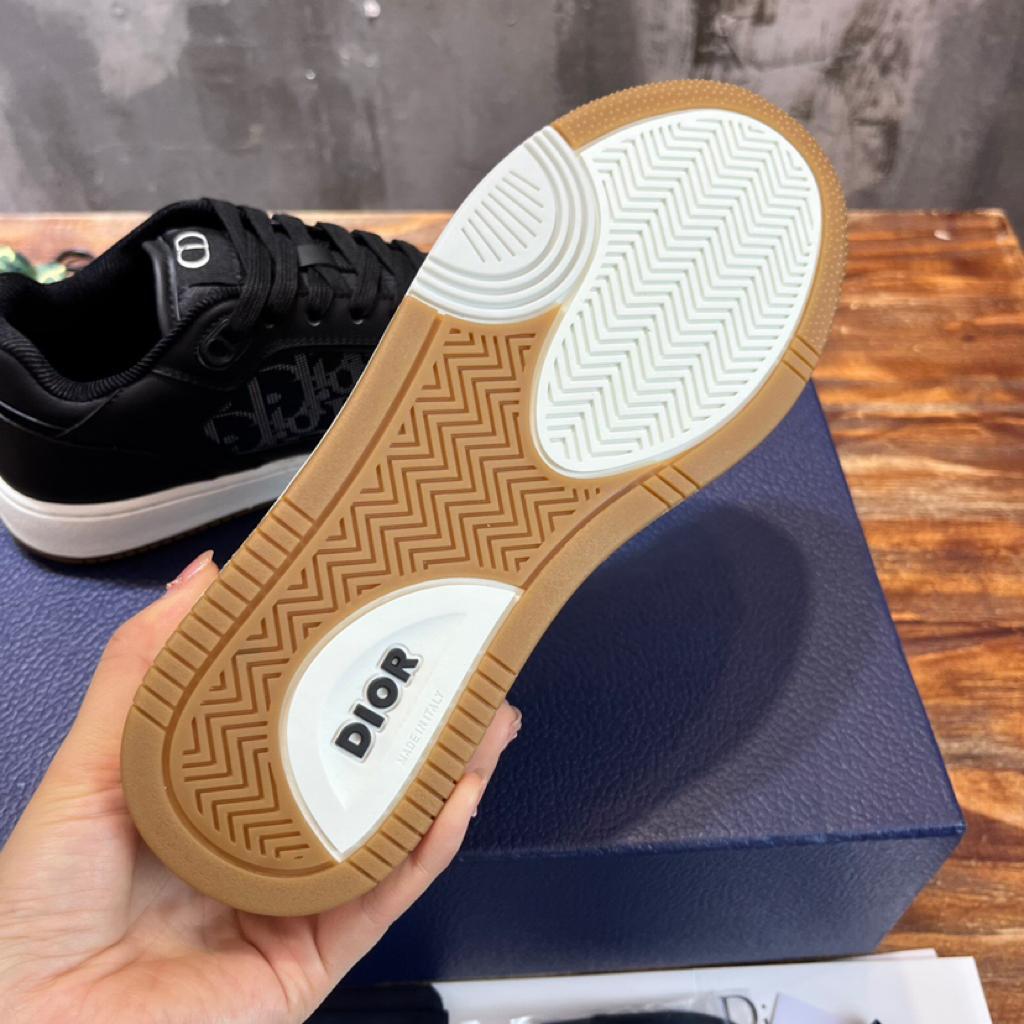 Dior B27 Low ERL Black Smooth Calfskin and Dior Oblique Galaxy Leather - vstockx