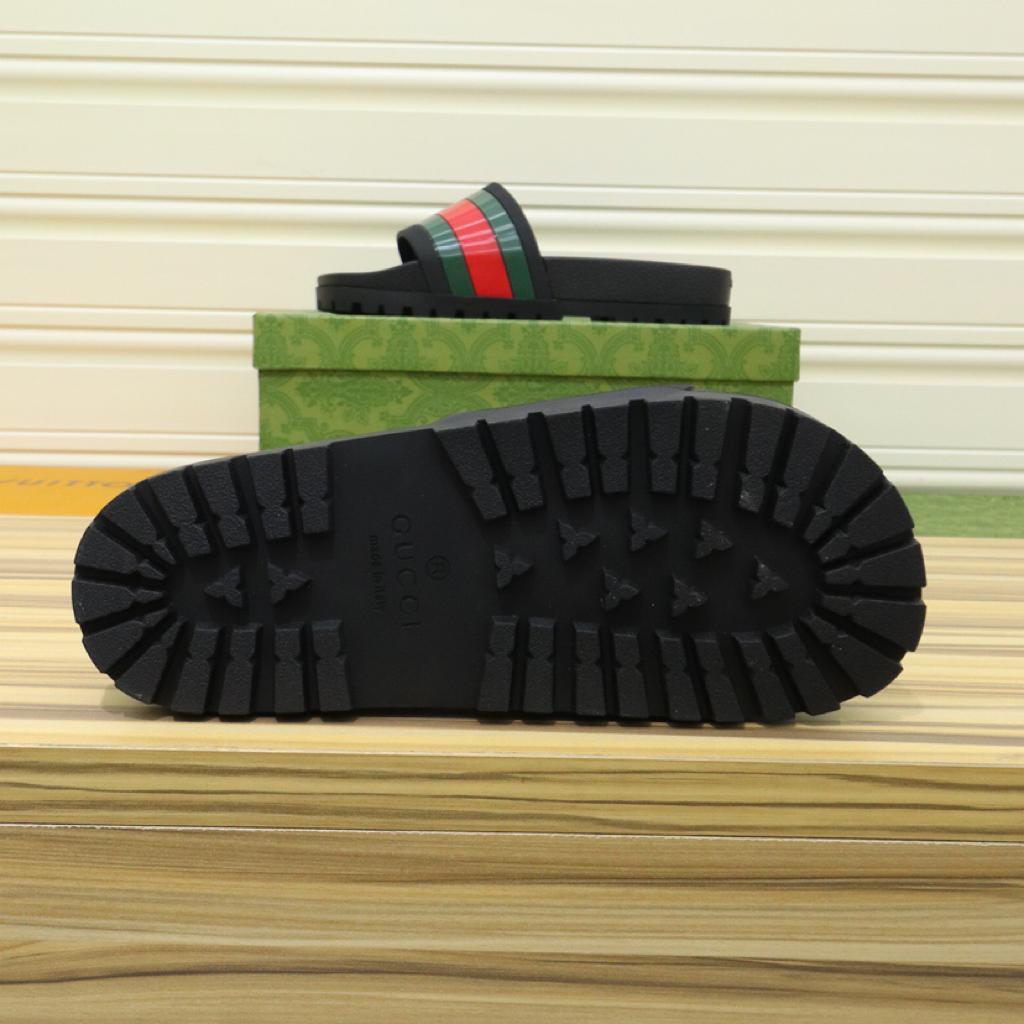 Gucci Web Slide Sandal Black - vstockx