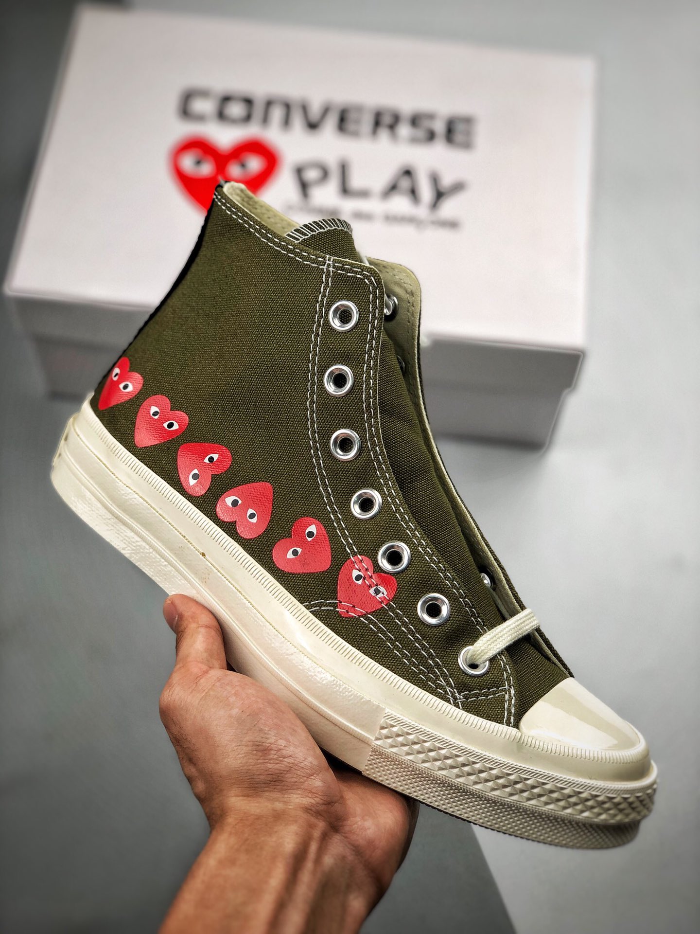 Converse Chuck Taylor All-Star 70 Hi Comme des Garcons Play Multi-Heart Green - vstockx