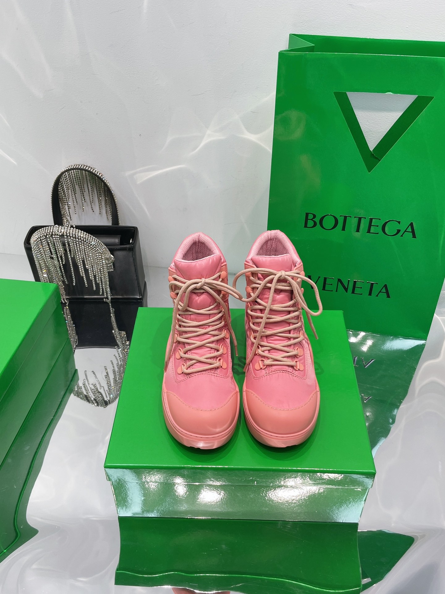 Bottega Veneta Puddle Bomber Lace-up Rubber And Shell Boots 4 - vstockx