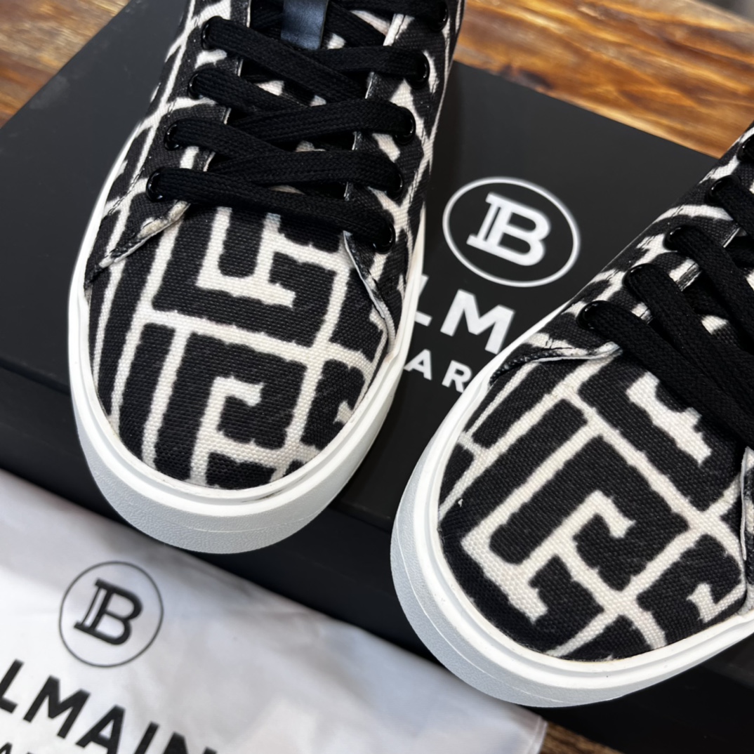 Balmain B-Court Low-Top Jacquard - vstockx