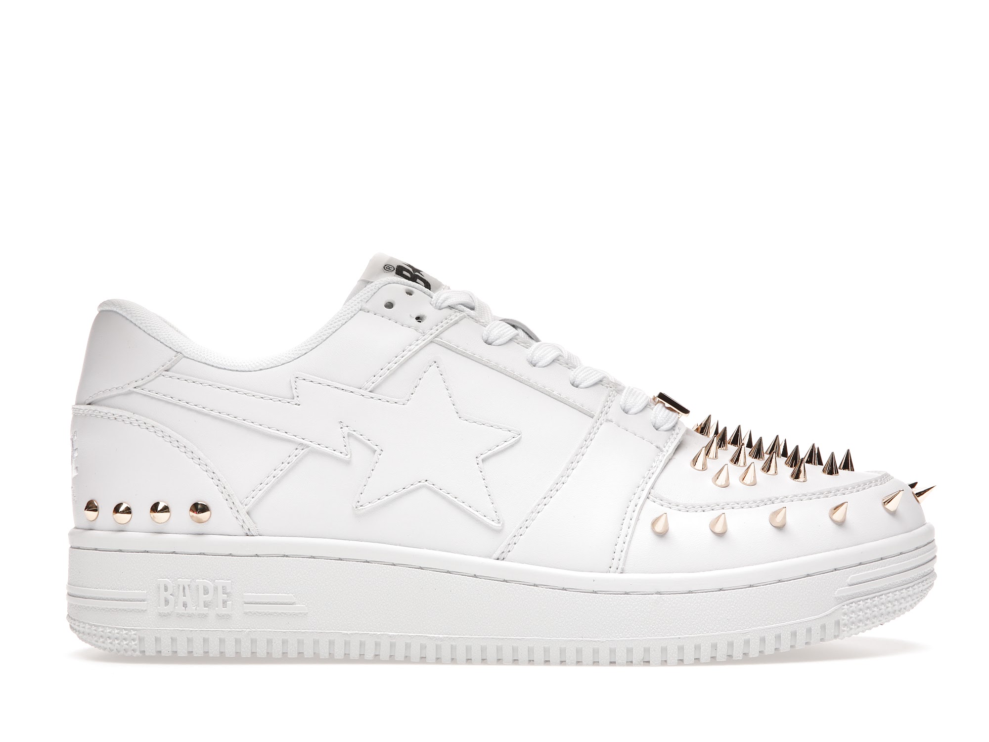 A Bathing Ape Bape Sta Low White Gold Studded - vstockx