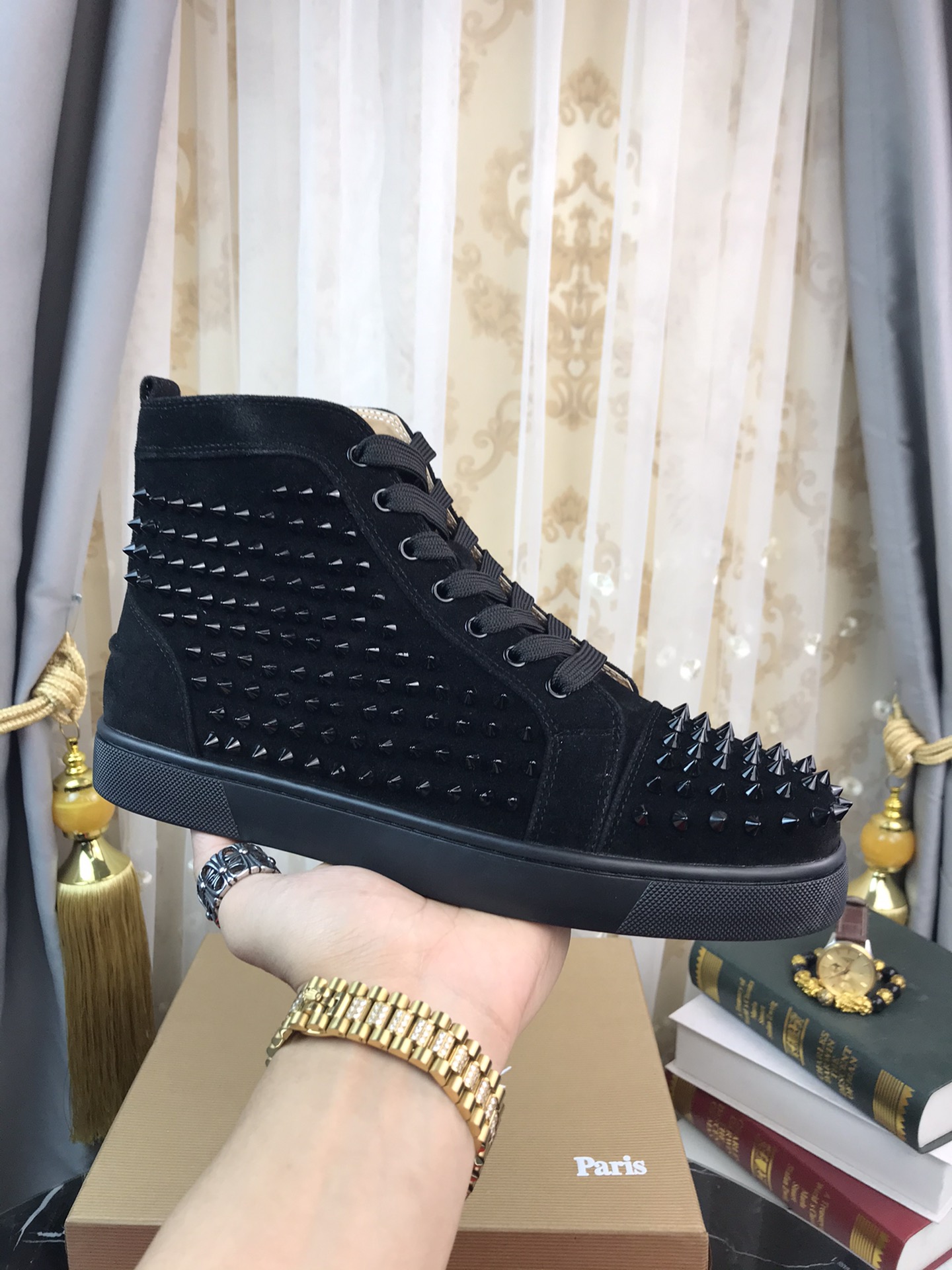 Christian Louboutin Louis Junior Spikes Orlato Flat Sneakers 2 - vstockx