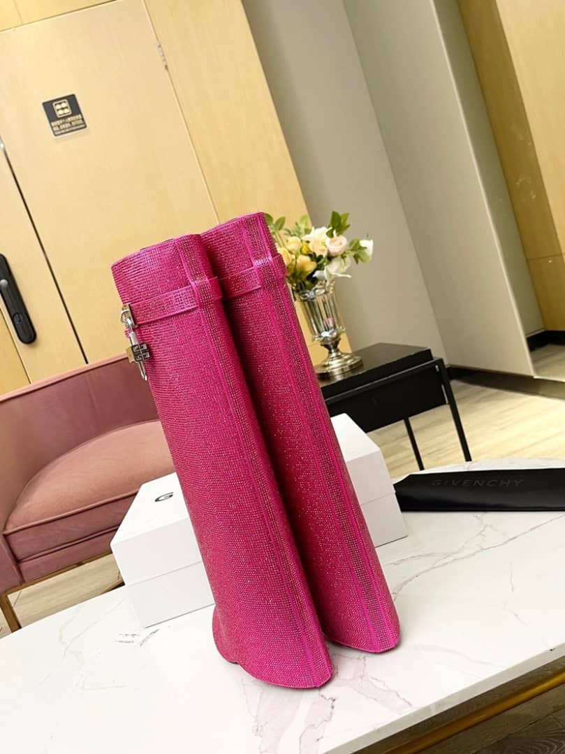 Givenchy Women Shark Lock Boots In Strass pink - vstockx