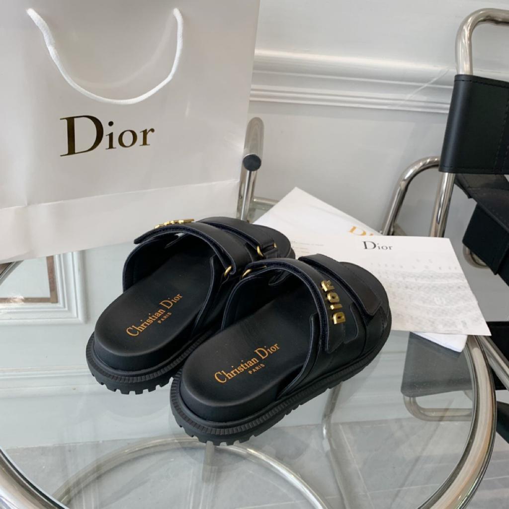 DIOR DIORACT SLIDE Black Lambskin - vstockx