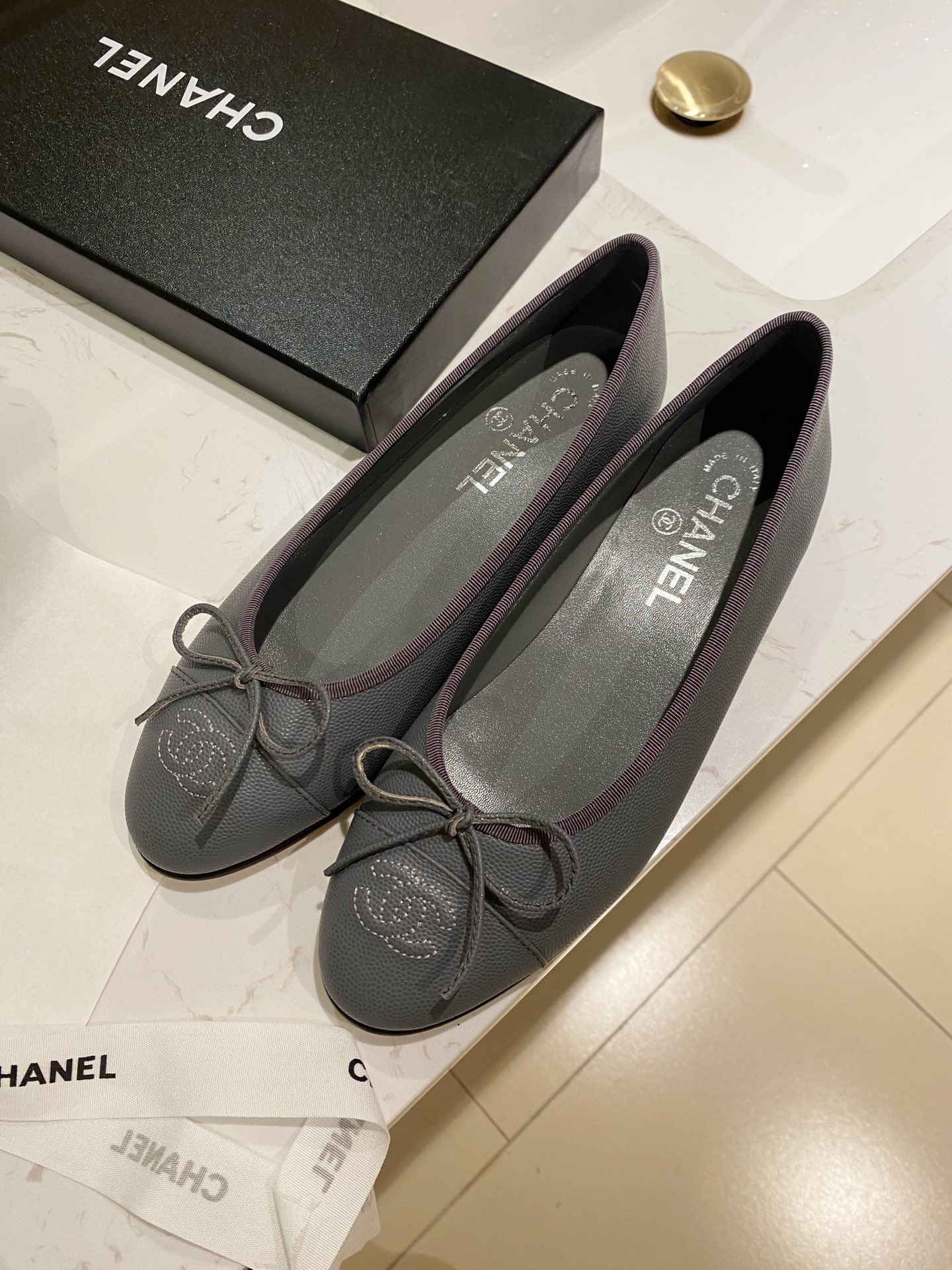 Chanel Ballerinas Fabric & Grosgrain 14 - vstockx
