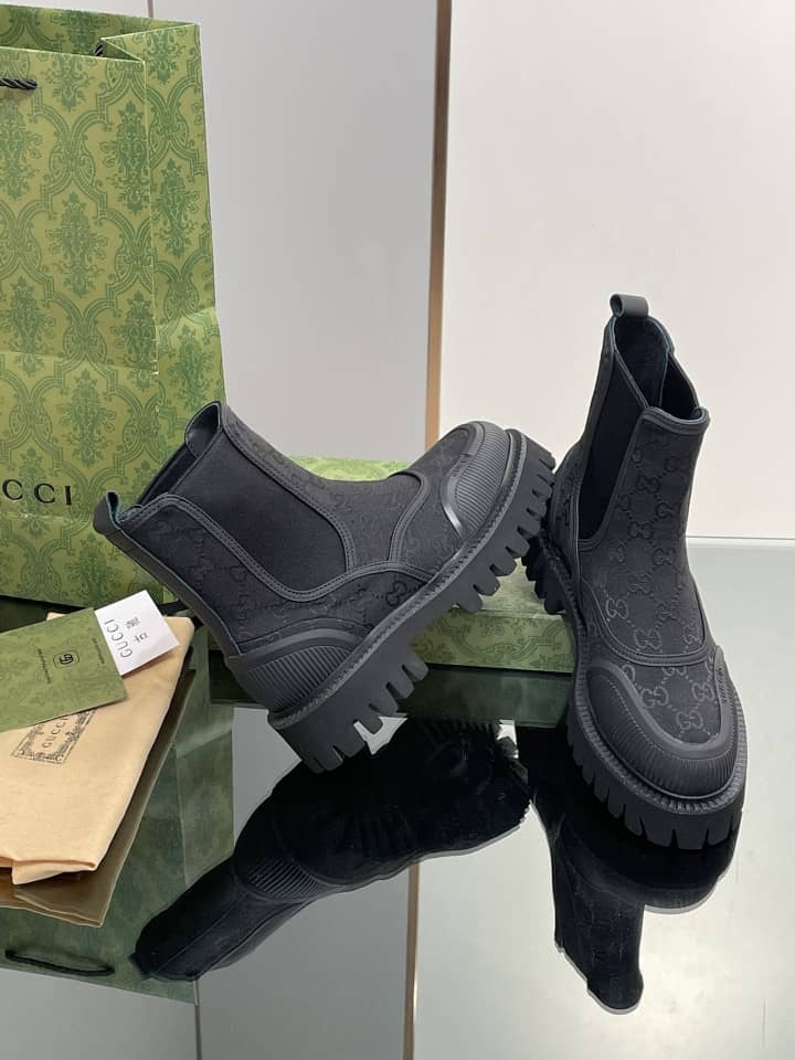 Gucci GG CANVAS ANKLE BOOT Black - vstockx