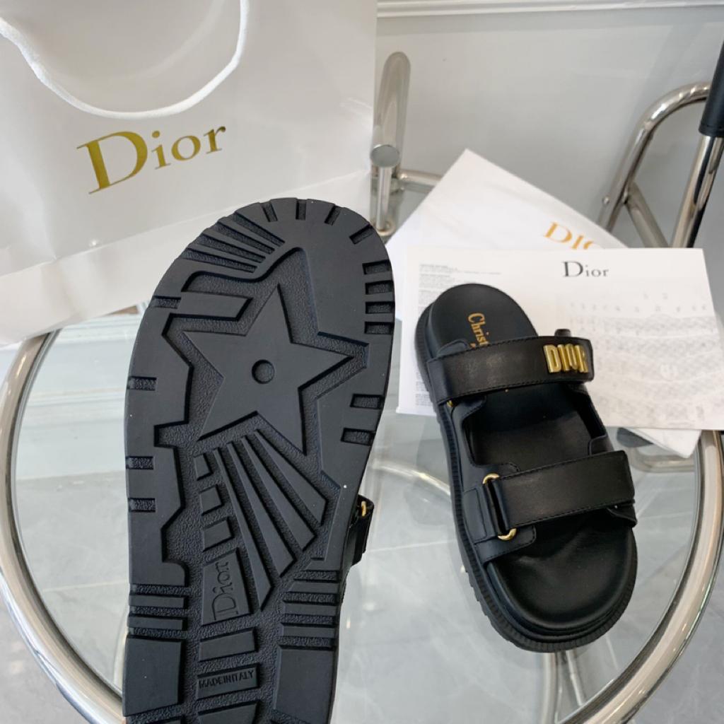 DIOR DIORACT SLIDE Black Lambskin - vstockx