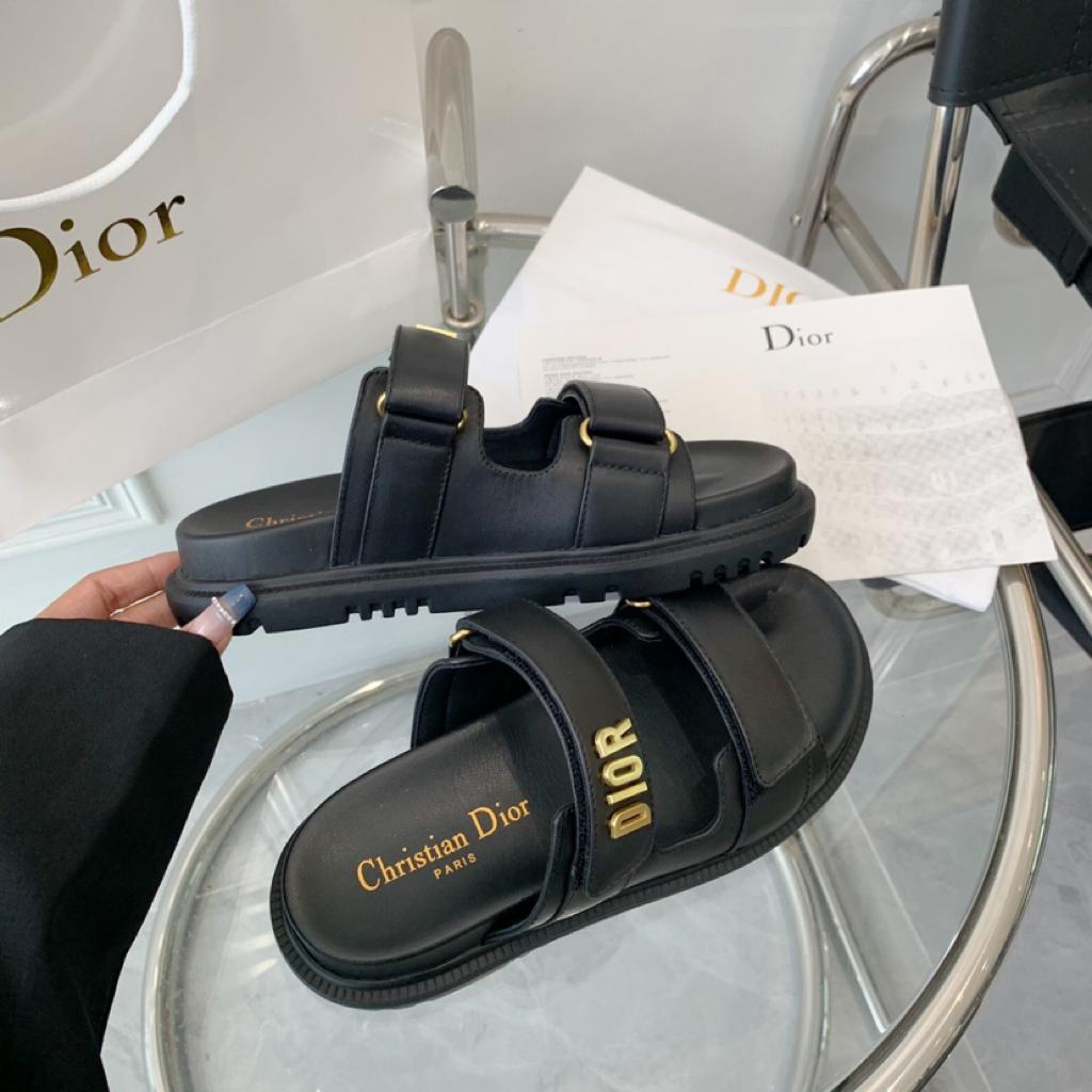 DIOR DIORACT SLIDE Black Lambskin - vstockx