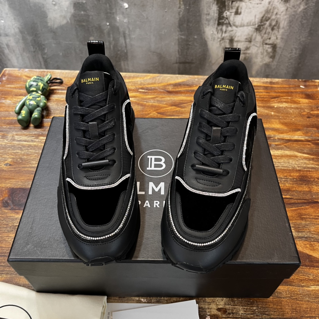 Balmain Velvet nylon and mesh low-top Racer sneaker 23 - vstockx