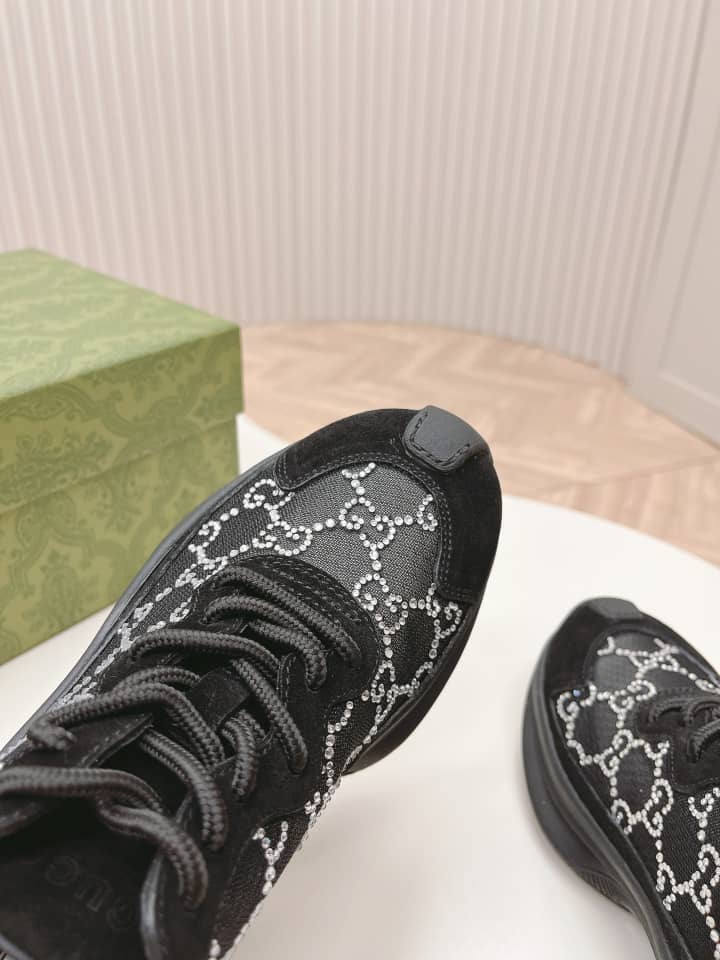 Gucci Women's Run GG crystal sneaker Black suede trim - vstockx