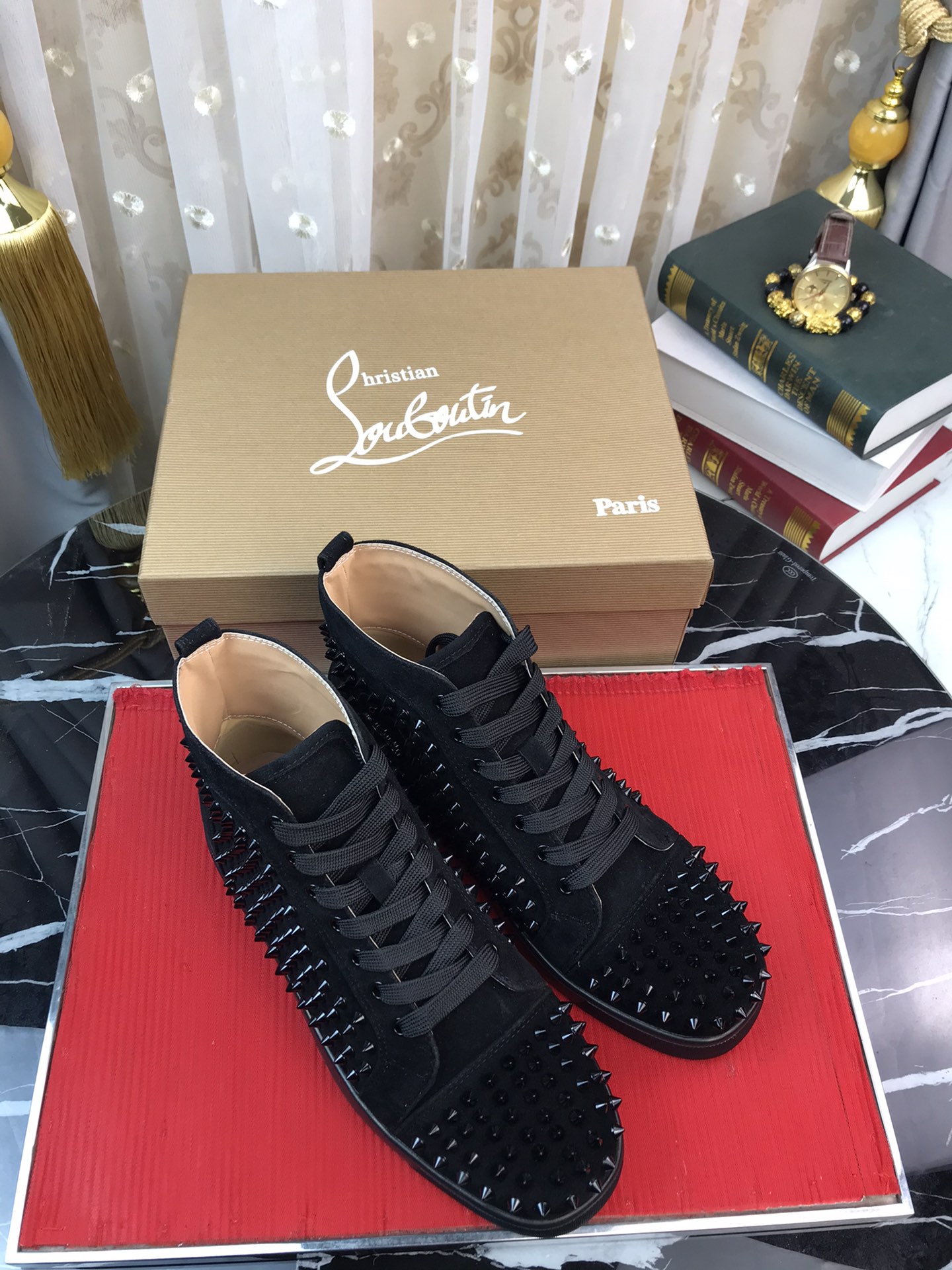 Christian Louboutin Louis Junior Spikes Orlato Flat Sneakers 2 - vstockx