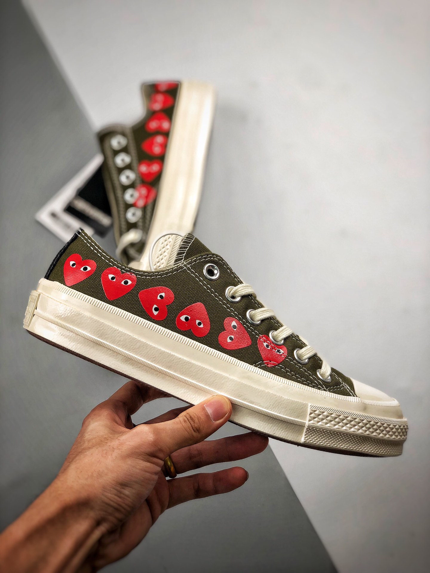 Converse Chuck Taylor All-Star 70 Ox Comme des Garcons Multi Heart Green - vstockx